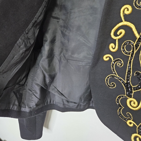 VTG Lillie Rubin Bolero Jacket Sz L Black Beaded Embroidered Wool Night Party - Picture 9 of 12